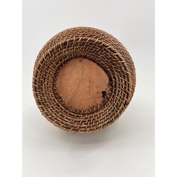 Handwoven Wicker Vase Decorative Accent Piece With Textured Weave & Wide Rim Des - Picture 4 of 7